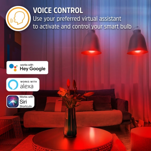 Smart 4-Pack A19 LED White & Multi-Color RGB Light Bulb with Voice Control