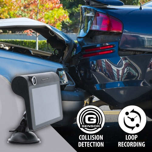 Universal 4-inch LCD 1080P HD Dual-Lens Dash Camera, G-sensor Detects Motion
