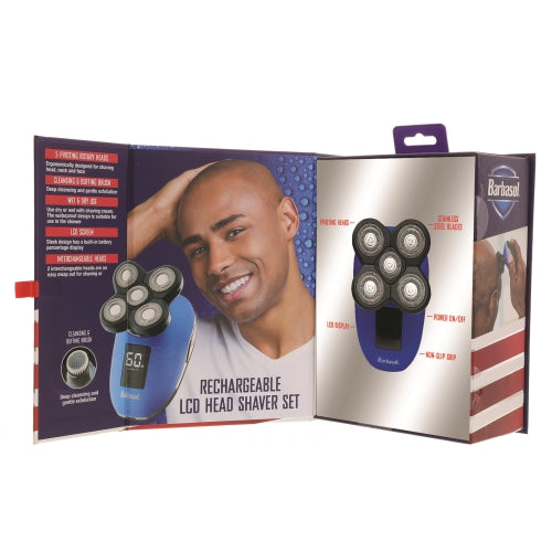Rechargeable Wet and Dry Rotary Head Shaver with Stainless Steel Blades