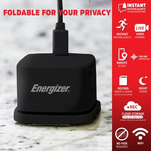 Smart Wi-Fi 1080P Full HD Foldable Privacy Indoor Security Camera in Black
