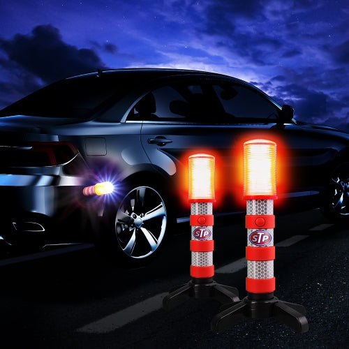 Emergency LED Road Flares, 3 Separate Lighting Modes, Battery-Powered