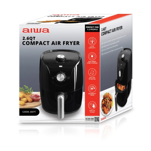 Fast-Heating Air Fryer, Quick & Easy Meals, Compact 2.6Qt (400°F, 1200W)