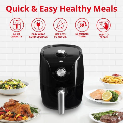 Fast-Heating Air Fryer, Quick & Easy Meals, Compact 2.6Qt (400°F, 1200W)