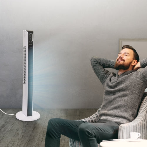 Voice Activated Intelligent 34" Tower Fan, 15+ Voice Commands, Three Speeds