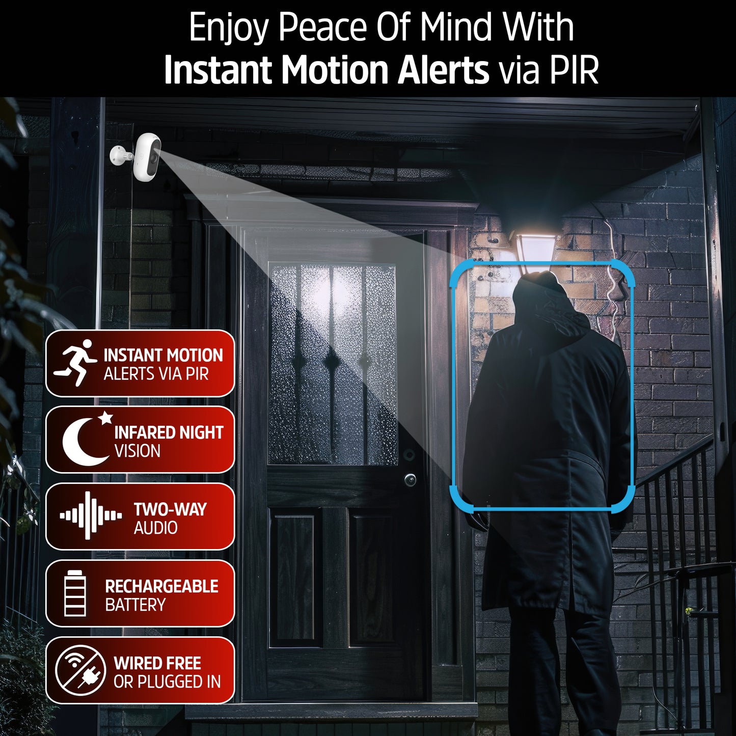 Wireless 2K Outdoor Battery Security Camera, Rechargeable, Weather-Resistant