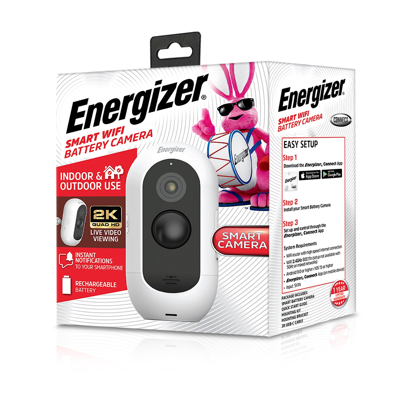 Wireless 2K Outdoor Battery Security Camera, Rechargeable, Weather-Resistant