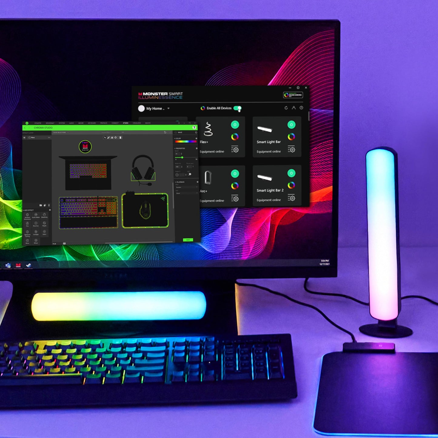 LED Light Bars 2 Pack, RGB+IC Multi-Color Razor Chroma TV & Gaming
