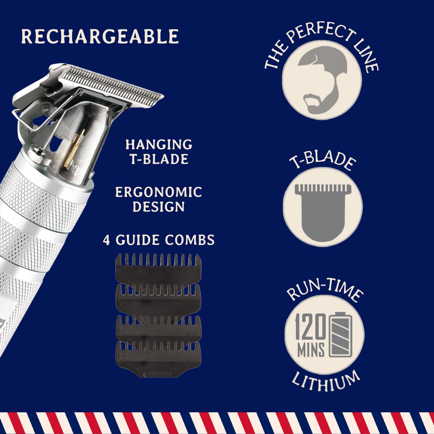 Stainless-Steel Rechargeable Zero-Gapped T-Blade Trimmer