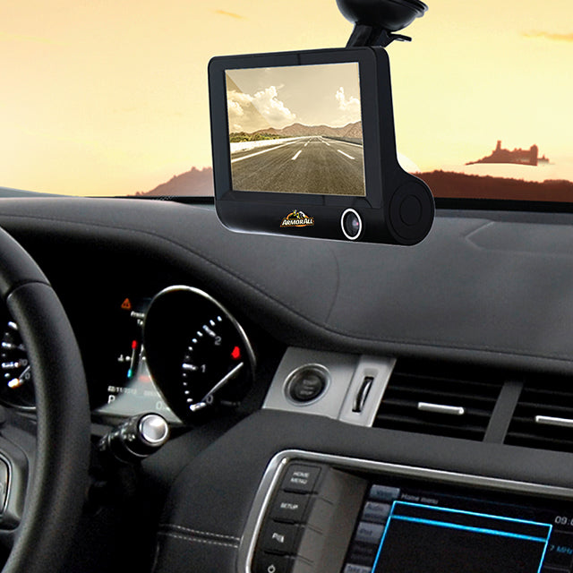 Universal 4-inch LCD 1080P HD Dual-Lens Dash Camera, G-sensor Detects Motion