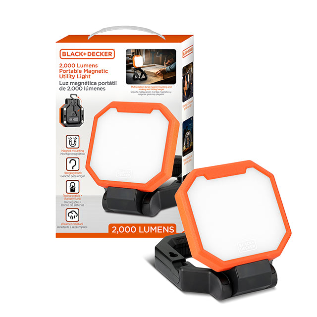 Rechargeable LED Work Light, Portable Light with Magnetic Folding Stand, 2,000 Lumens