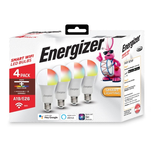 Smart 4-Pack A19 LED White & Multi-Color RGB Light Bulb with Voice Control
