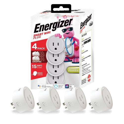 Smart Wi-Fi 4-Pack 15Amp Plug with Scheduling and Voice/App Control in White