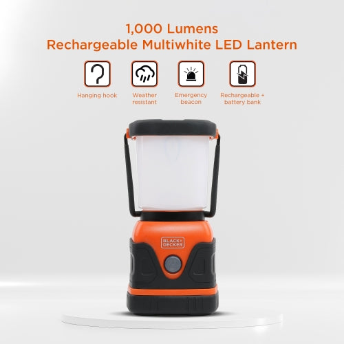 2-Pack 1,000 Lumen Rechargeable Lantern with Power Bank Function, Dimmable LED