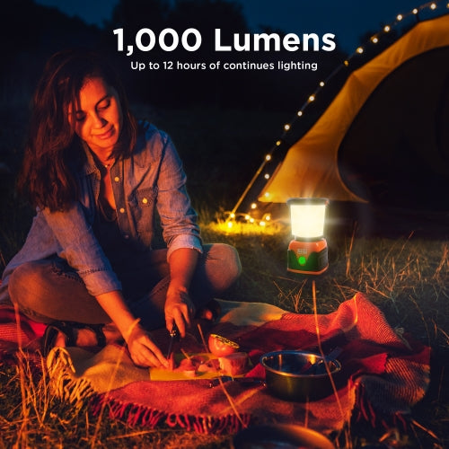 2-Pack 1,000 Lumen Rechargeable Lantern with Power Bank Function, Dimmable LED