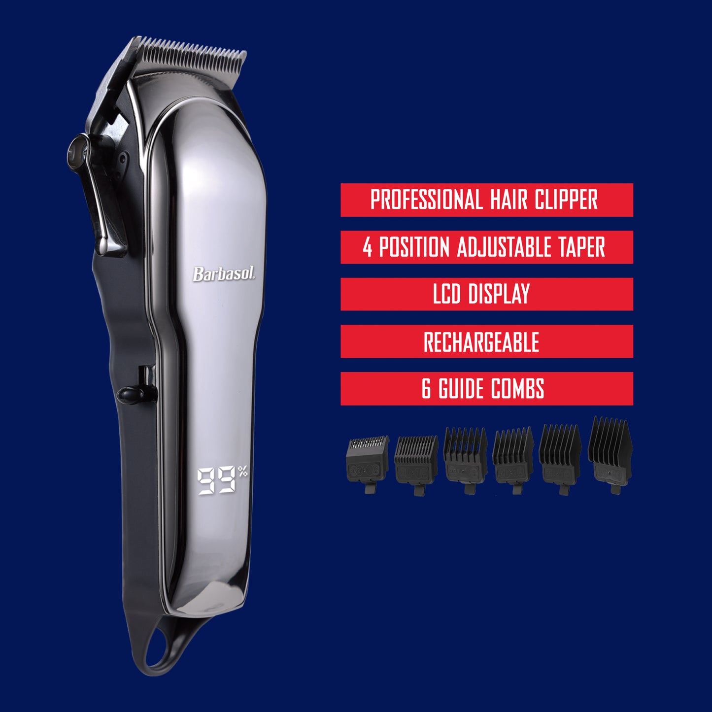 Rechargeable Professional & Home Haircut Clippers, LCD Display