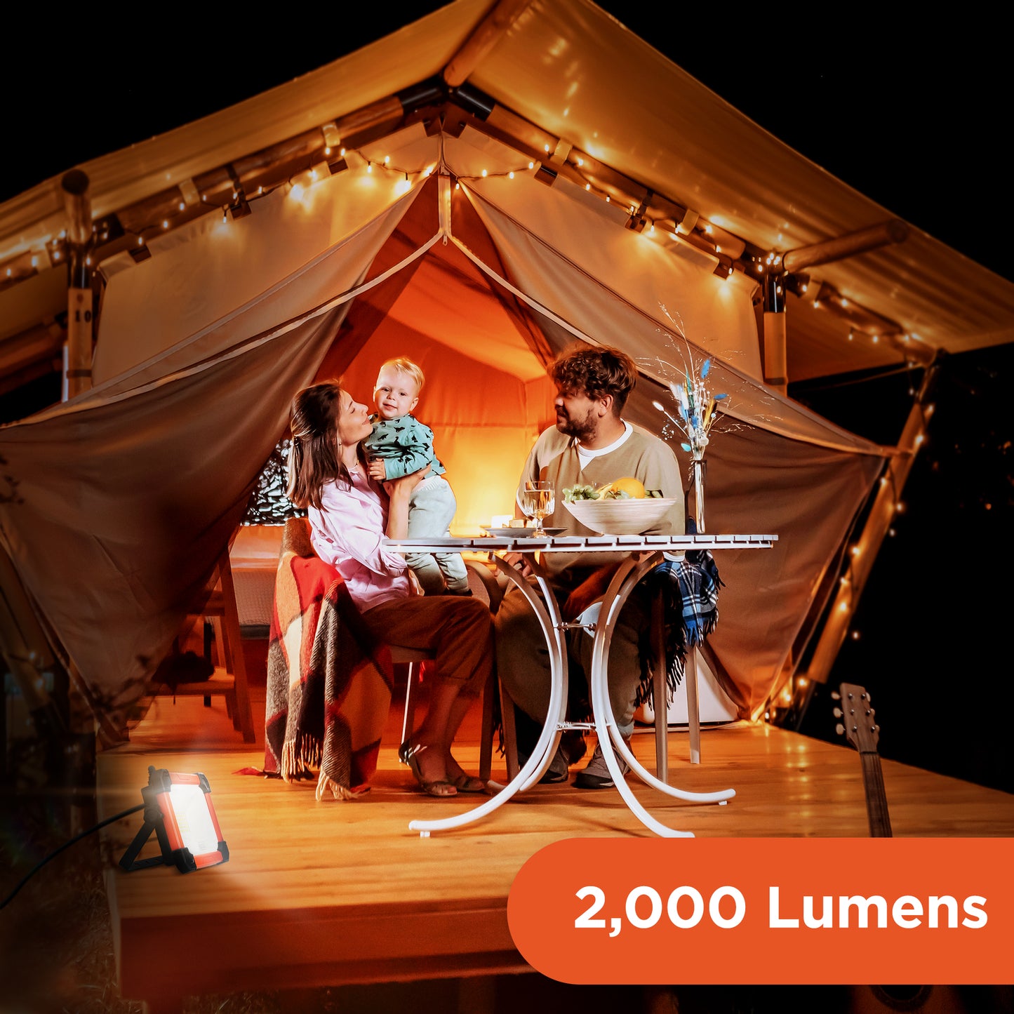 2,000 Lumens AC Plug-in LED Panel Work Light with Kickstand Base