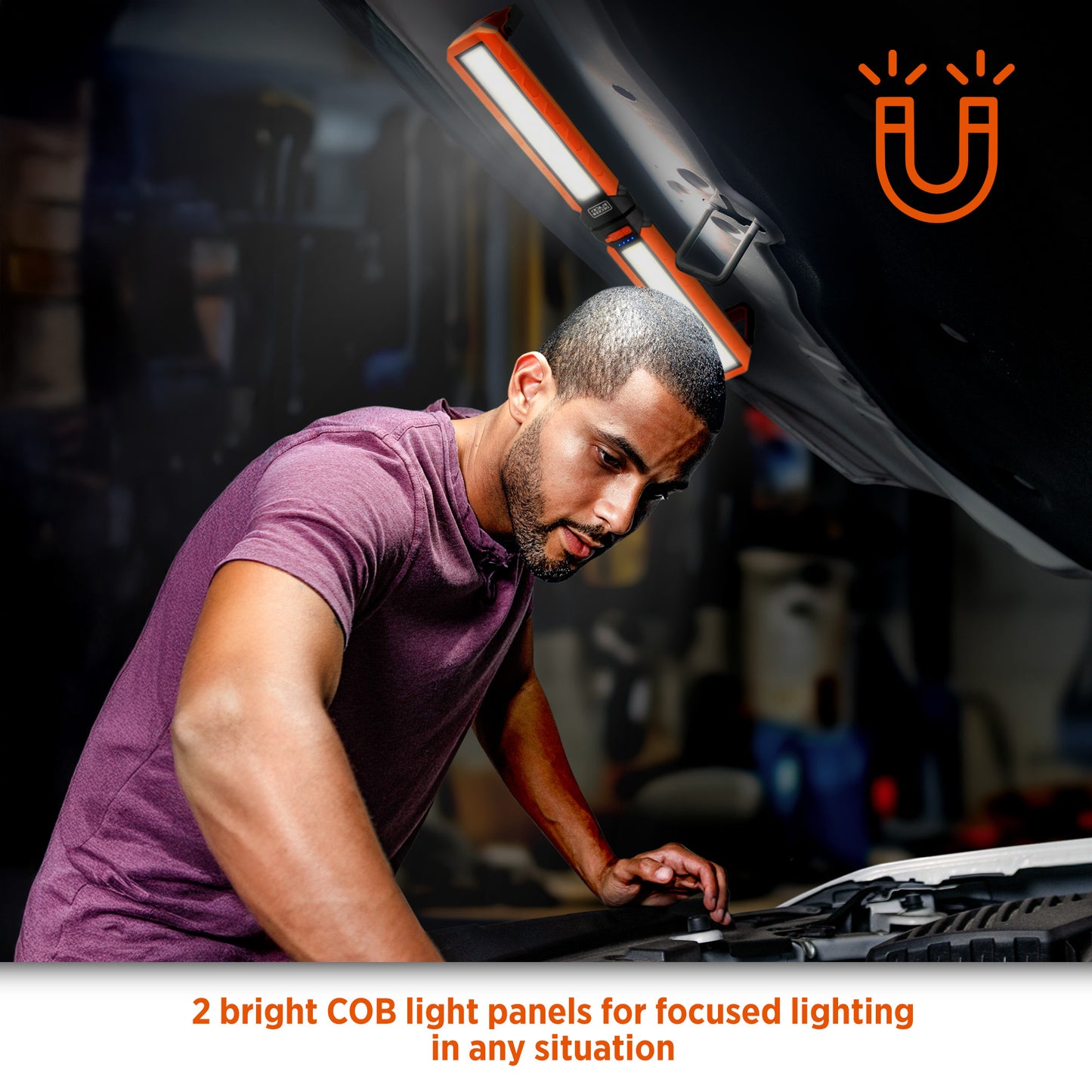 2-Sided COB Rechargeable LED Work Light w/ Magnetic Mount, 1,100 Lumens