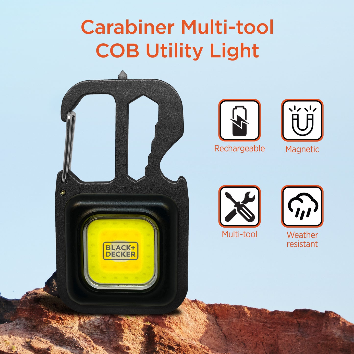 2-Pack Multi-Tool Flashlight, 500LM Carabiner USB Rechargeable Multitool with Wrench, Screwdrivers, Bottle Opener, Glass Breaker, Clip-On, Magnetic, Stand, IP44 Weather-Resistant