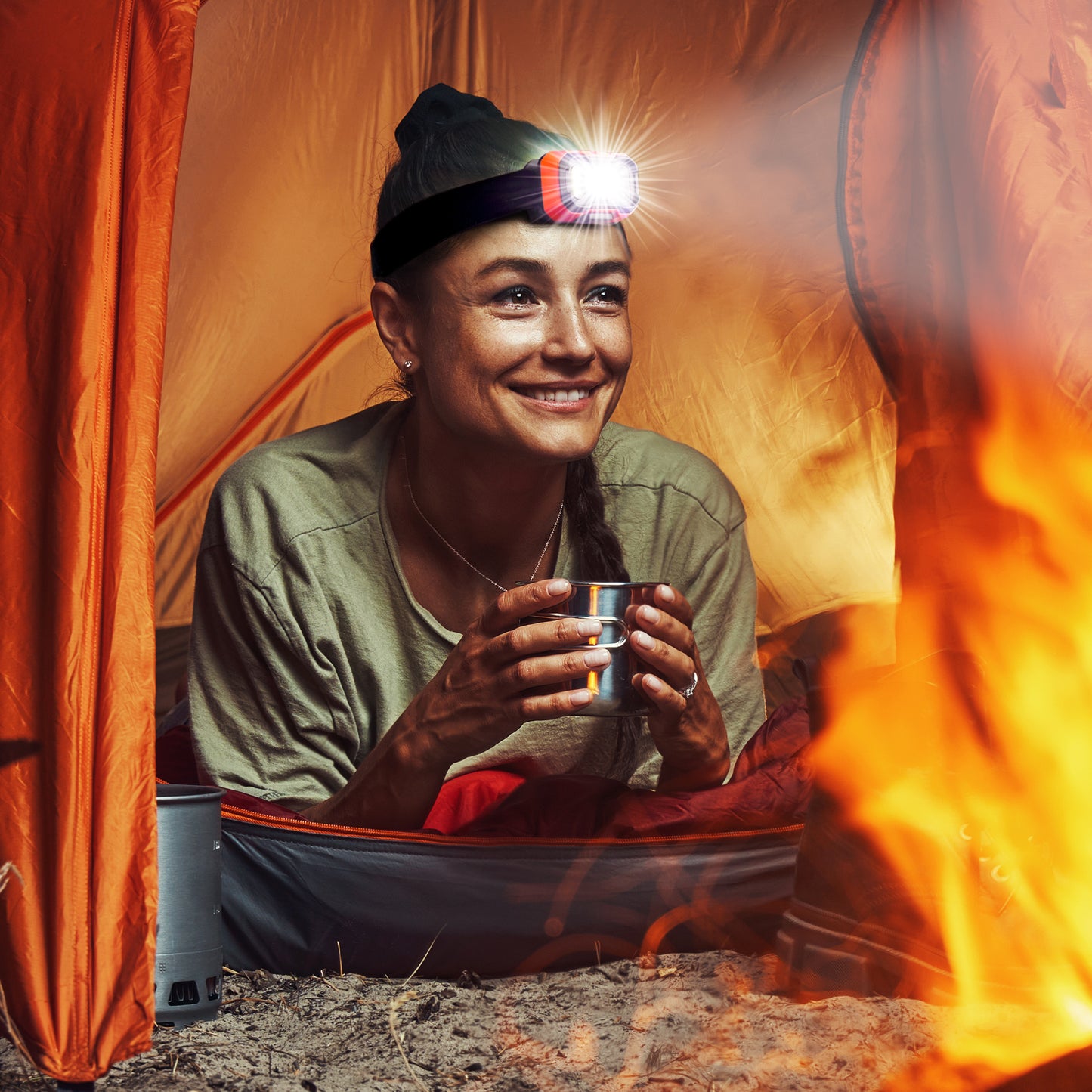 2-Pack 1,000LM LED and COB Headlamp, USB Rechargeable, Adjustable 90° Tilt, Hands-Free Wave Sensor, 7 Lighting Modes, Waterproof IP65, Fits Over Hats & Helmets, Ideal for Camping, Hiking, DIY