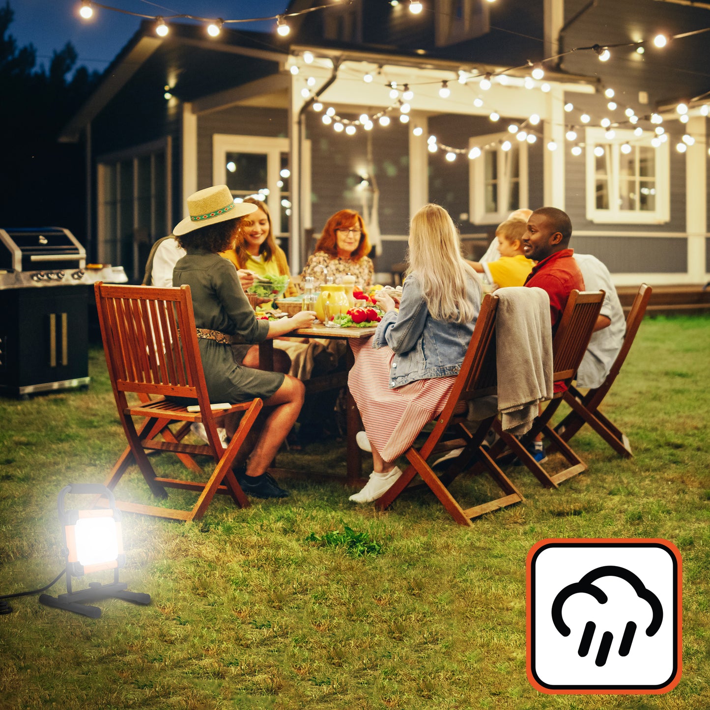 3,000 Lumens AC Plug-in LED Panel Work Light with H-Stand Base