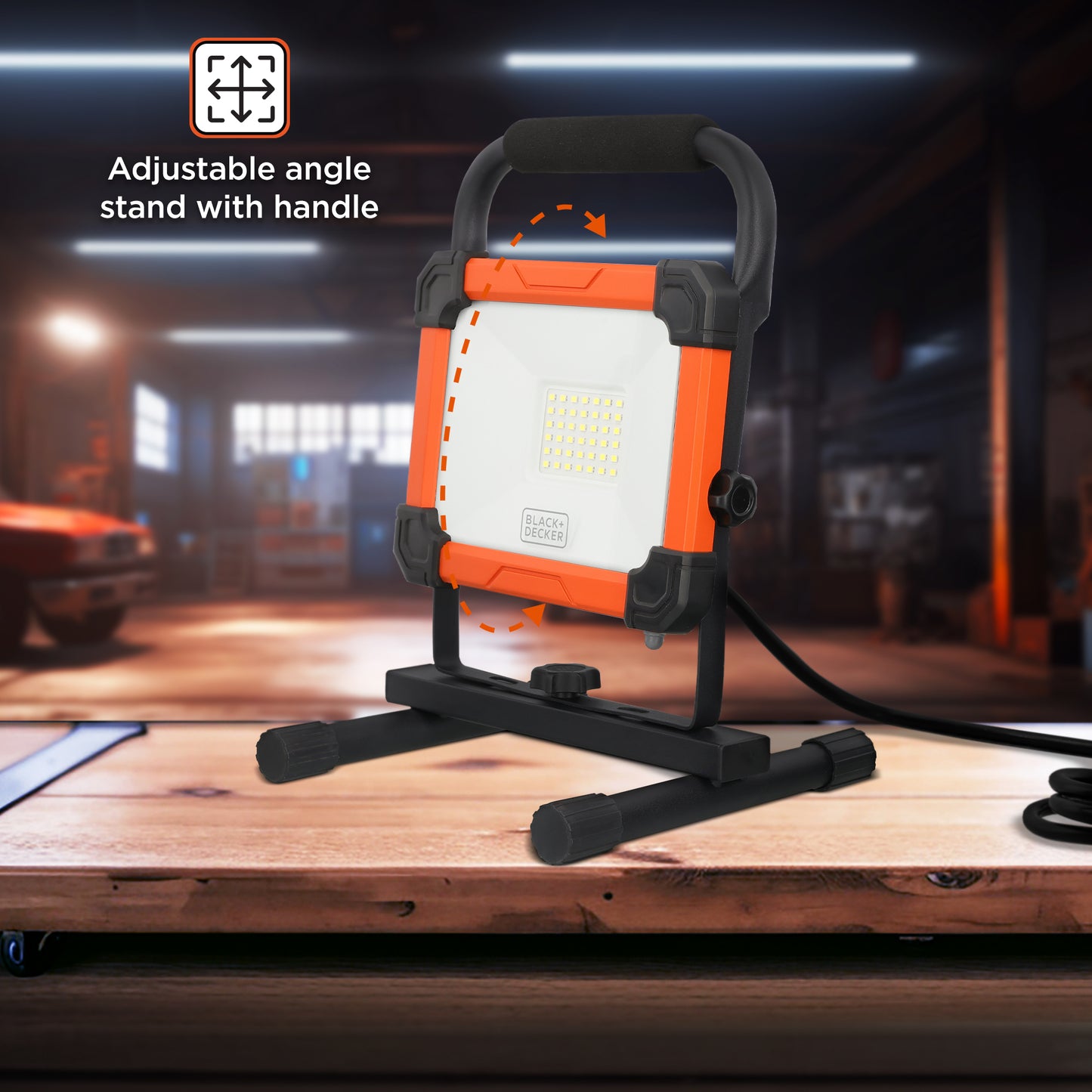 3,000 Lumens AC Plug-in LED Panel Work Light with H-Stand Base