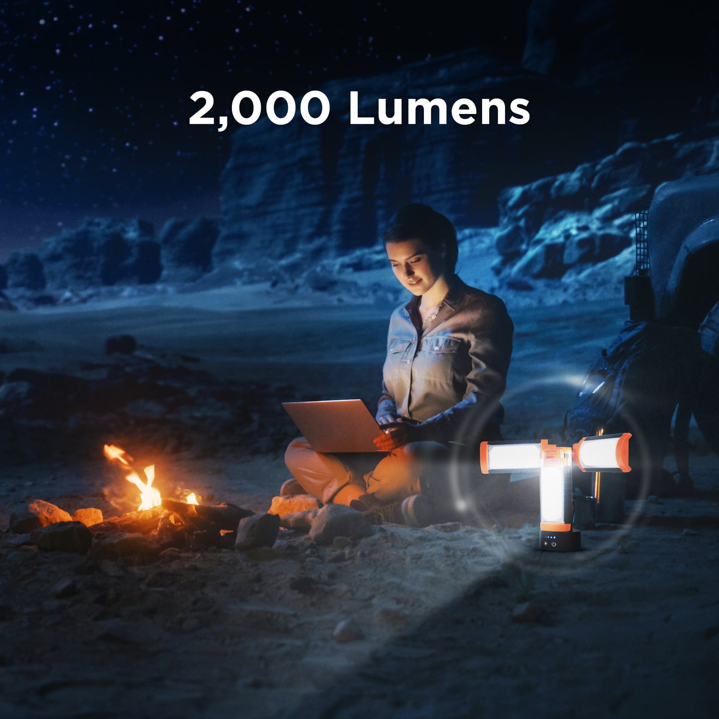 Rechargeable LED Work Light with 3 Adjustable Panel Lights & Magnetic Mount, 2,000 Lumens