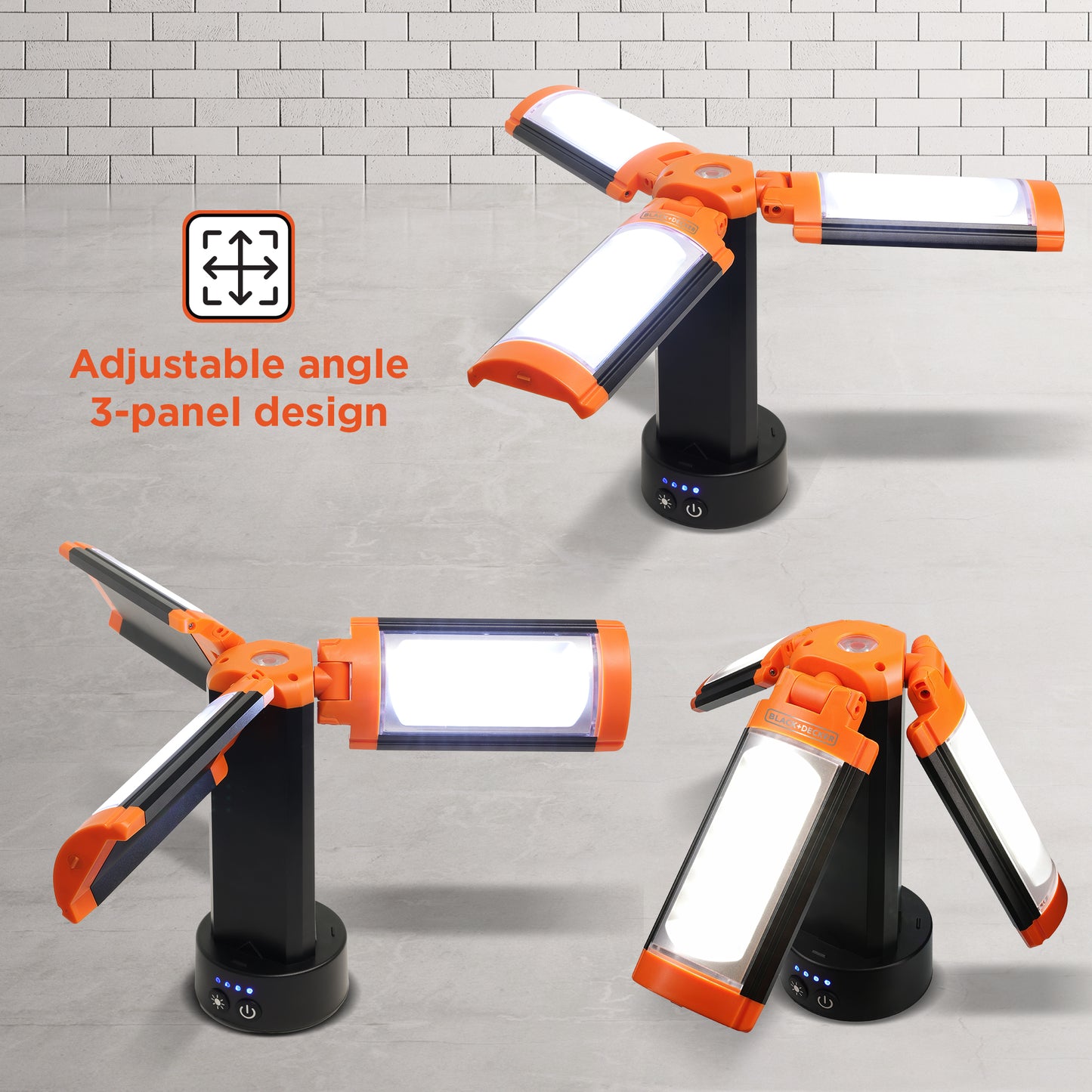 Rechargeable LED Work Light with 3 Adjustable Panel Lights & Magnetic Mount, 2,000 Lumens